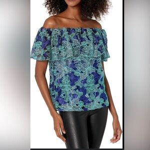 NWT Trina Turk Sz XL Wisdom Top Off-Shoulder Floral Embroidered Blouse